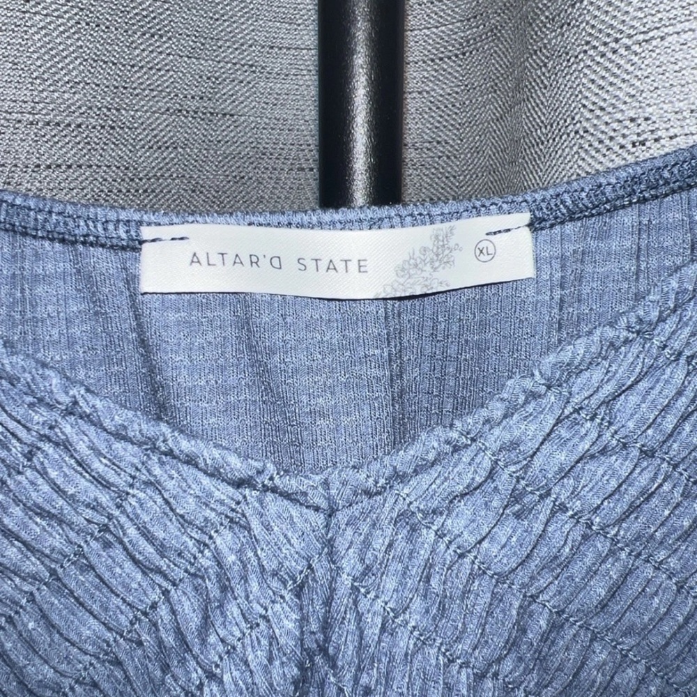 Women's Altar'd State Blue Smocked Blouse Long Sleeved - Picture 2 of 5